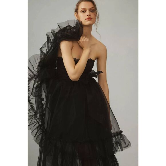 Pilcro Strapless Tulle Lace Midi Dress - Picture 3 of 10